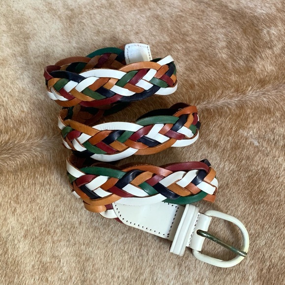Vintage colorful braided leather belt - Picture 2 of 8